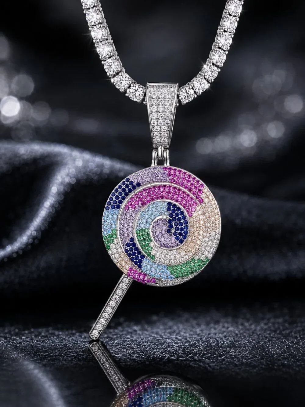 Simulated Diamond Lollipop Necklace - Picture 3 of 3